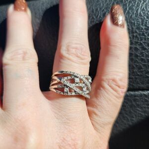 Elegant Genuine Diamond 10k Gold Women's Ring